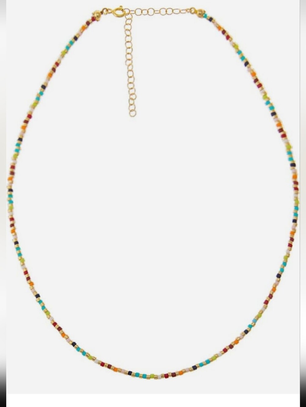 NWT Adina Eden Turquoise, Red & Gold Seed Bead Necklace